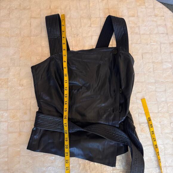 Nanushka Leather top soft black square neck vegan faux sz XS/S sz 4/6 - Picture 7 of 11